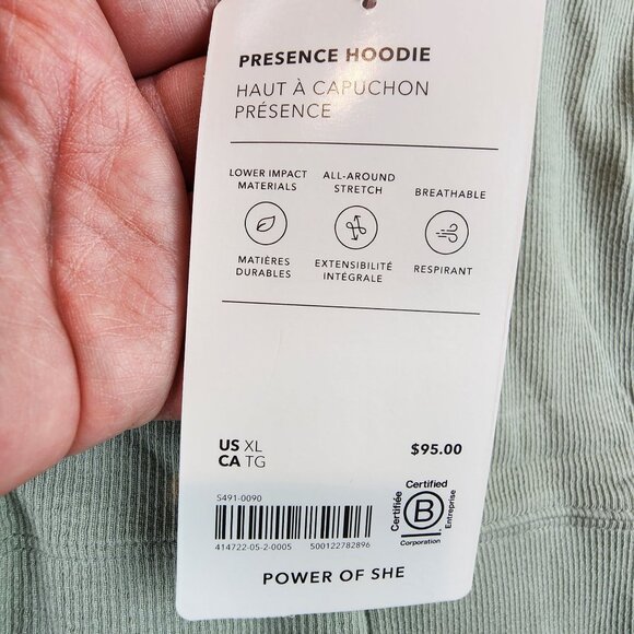 Athleta NEW Women's Presence Hoodie Light Green Stretch Breathable Sweatshirt XL - Picture 4 of 11